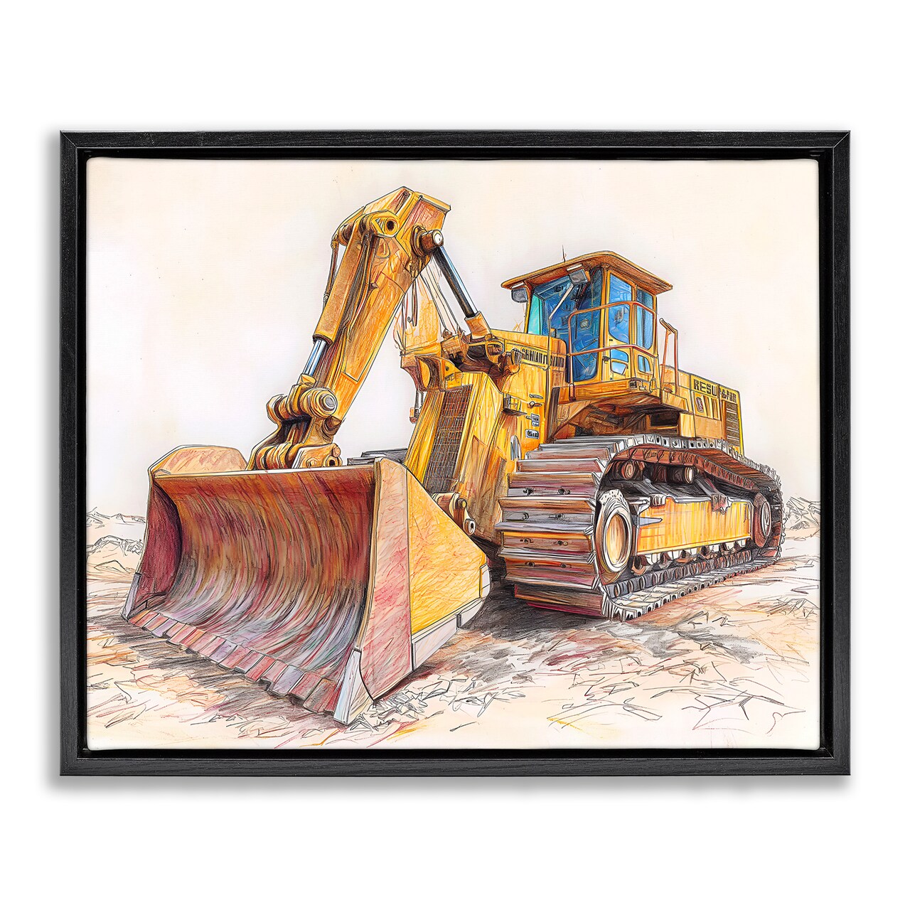 Stupell Industries Industrial Bulldozer Drawing Floating Frame, design by Steve Hunziker